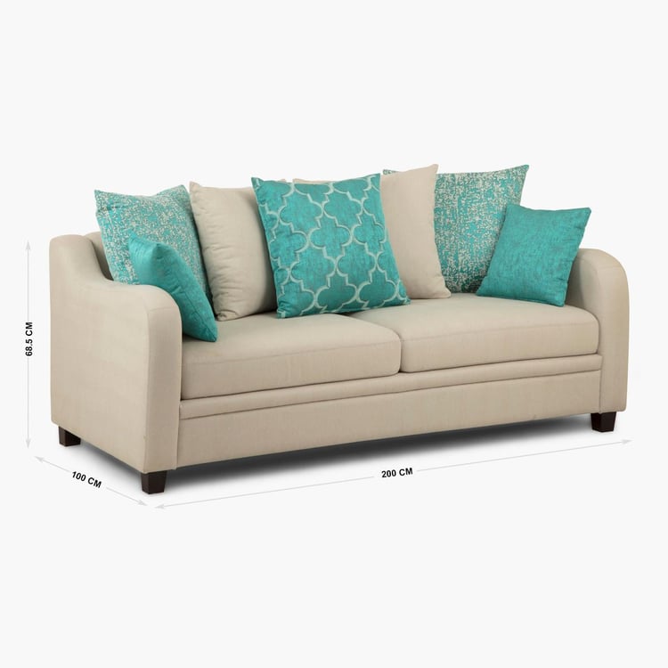 Phoenix Fabric 3-Seater Sofa - Beige