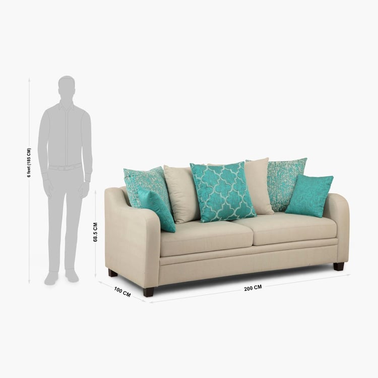 Phoenix Fabric 3-Seater Sofa - Beige