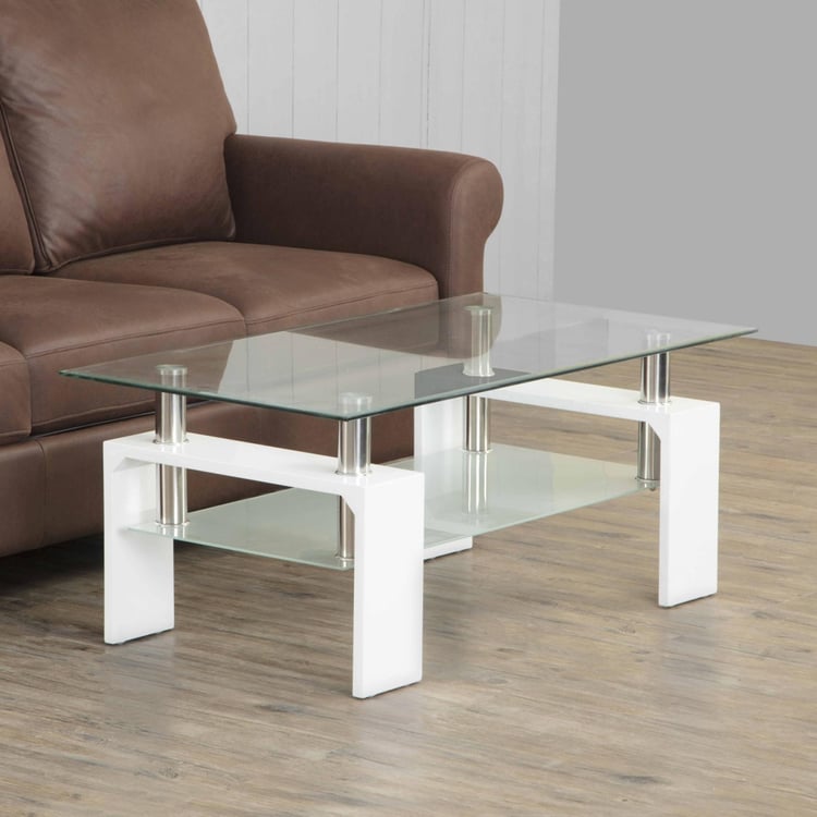 Finn Tempered Glass Top Coffee Table - White