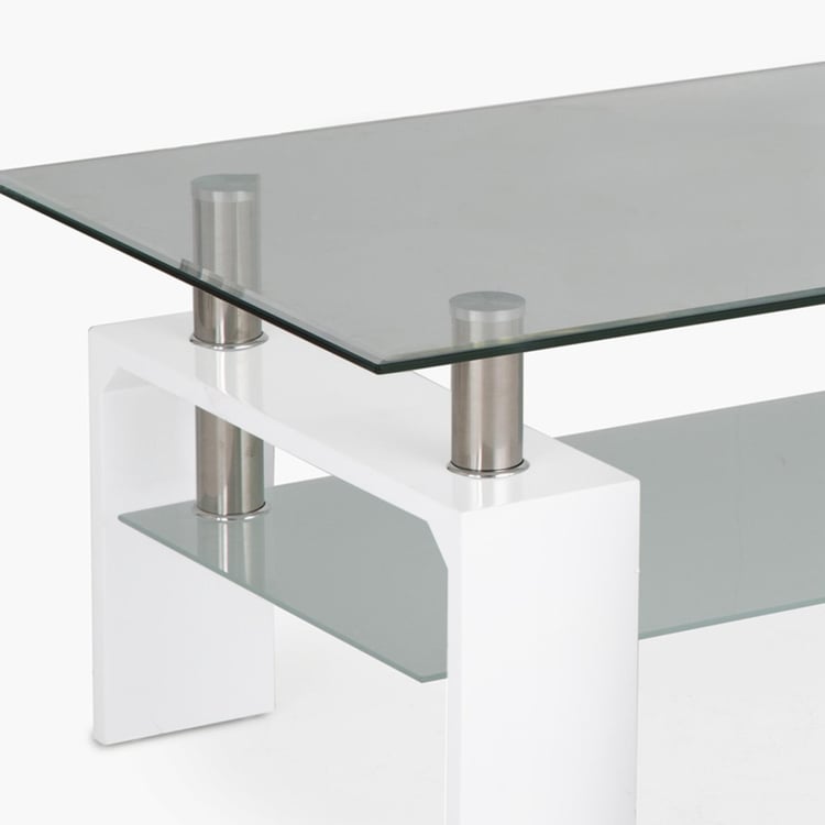 Finn Tempered Glass Top Coffee Table - White