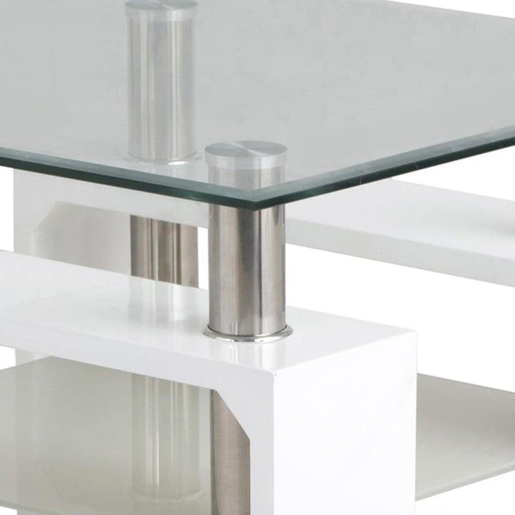 Finn Tempered Glass Top End Table - White