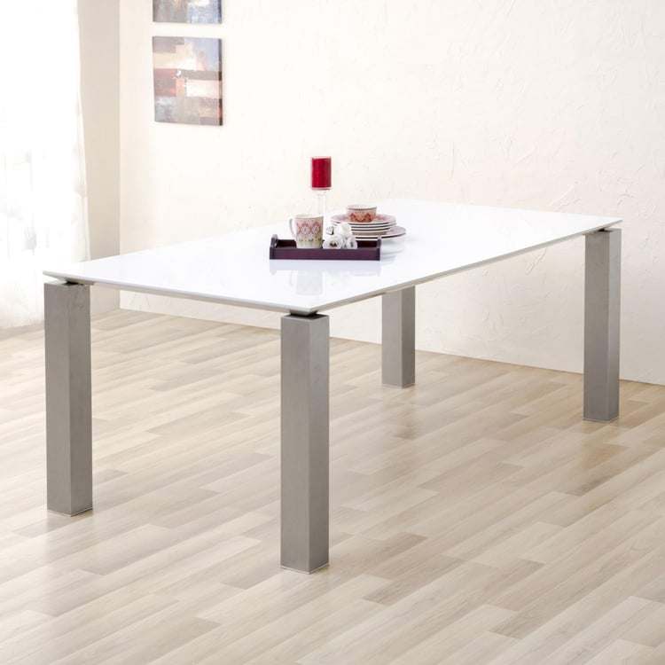 Parlin Glass Top 8-Seater Dining Table - White