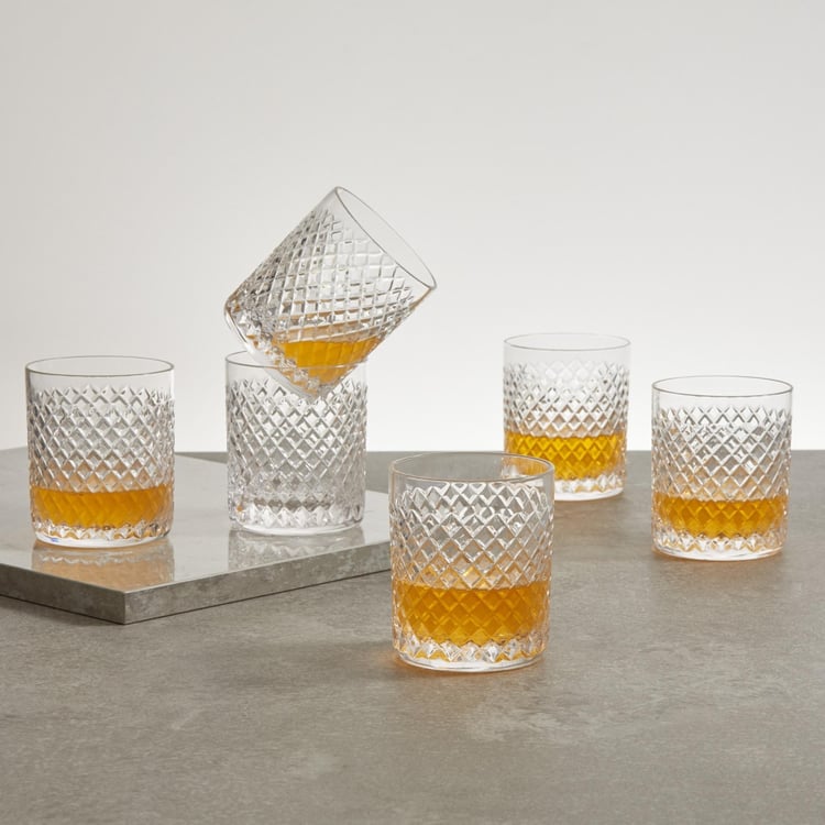 SOLITAIRE Cylinder Diamente Crystal Glasses-Set Of 6 Pcs.