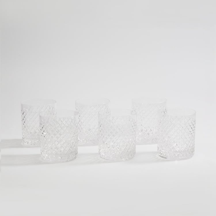 SOLITAIRE Cylinder Diamente Crystal Glasses-Set Of 6 Pcs.