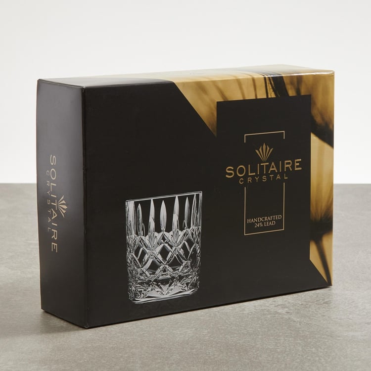 SOLITAIRE Cylinder Diamente Crystal Glasses-Set Of 6 Pcs.