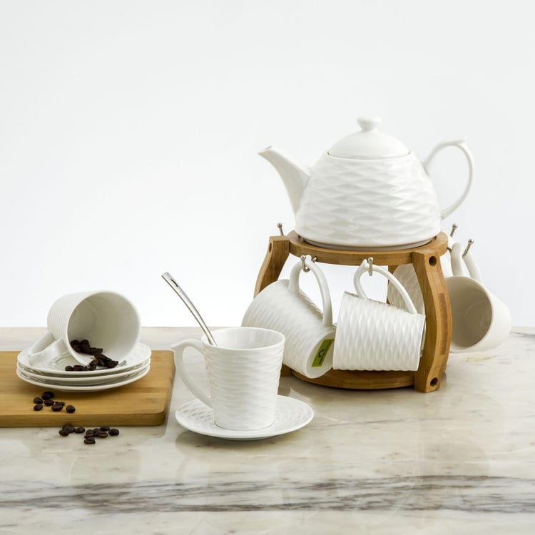 Rhodes Arista Tea Set With Bamboo Stand - Set of 13