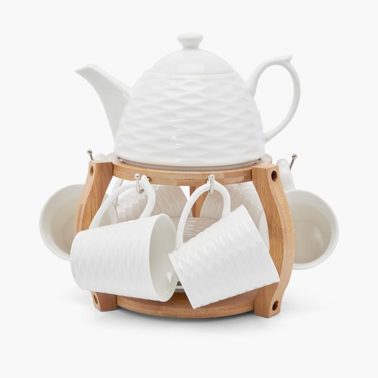 Rhodes Arista Tea Set With Bamboo Stand - Set of 13