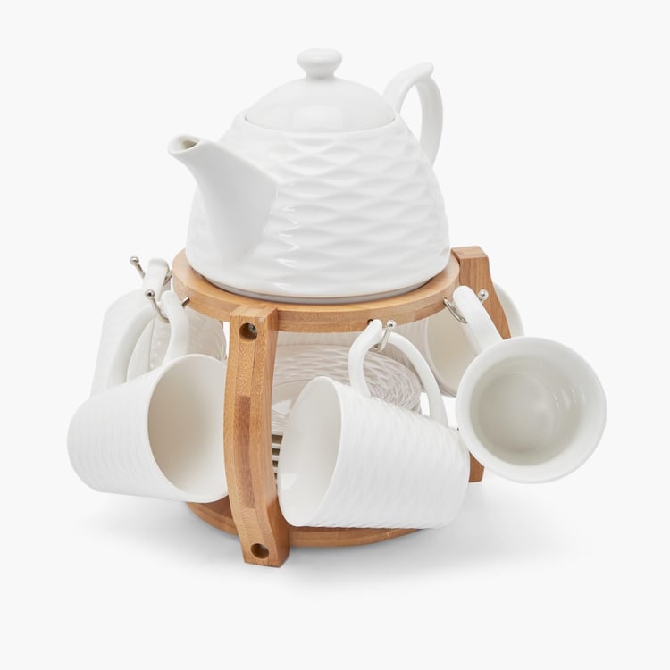 Rhodes Arista Tea Set With Bamboo Stand - Set of 13