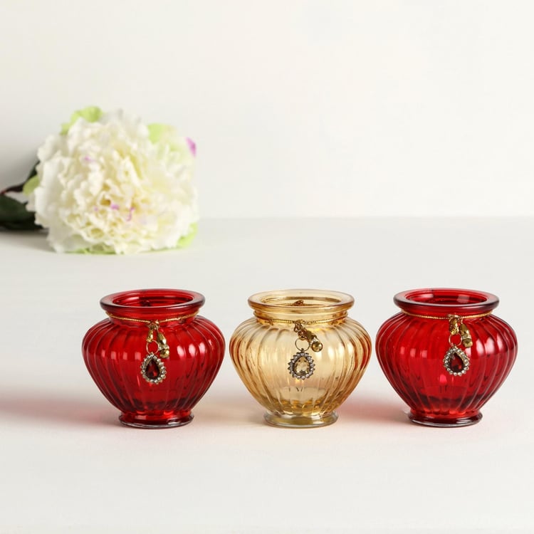 Raga Set of 3 Glass Votive Holders