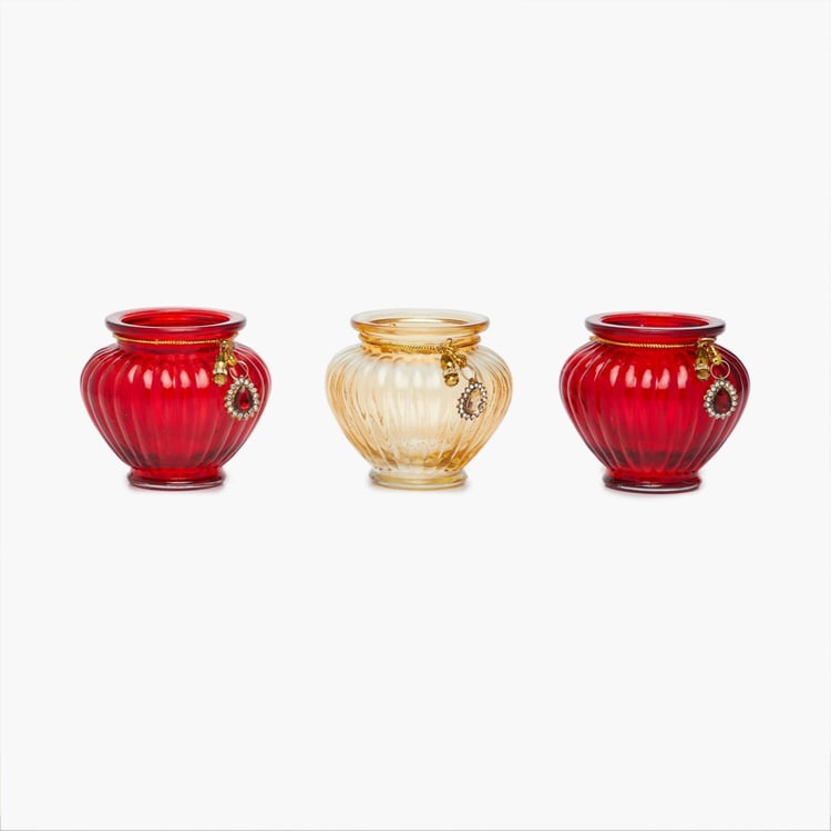 Raga Set of 3 Glass Votive Holders
