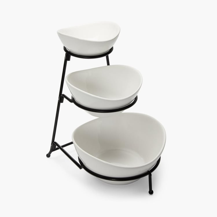 Jodhpur Elara 3-Tier Bowl Set with Metal Stand - Set of 4