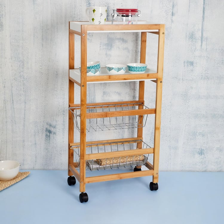 Tranzit Wooden 4-Tier Kitchen Trolley