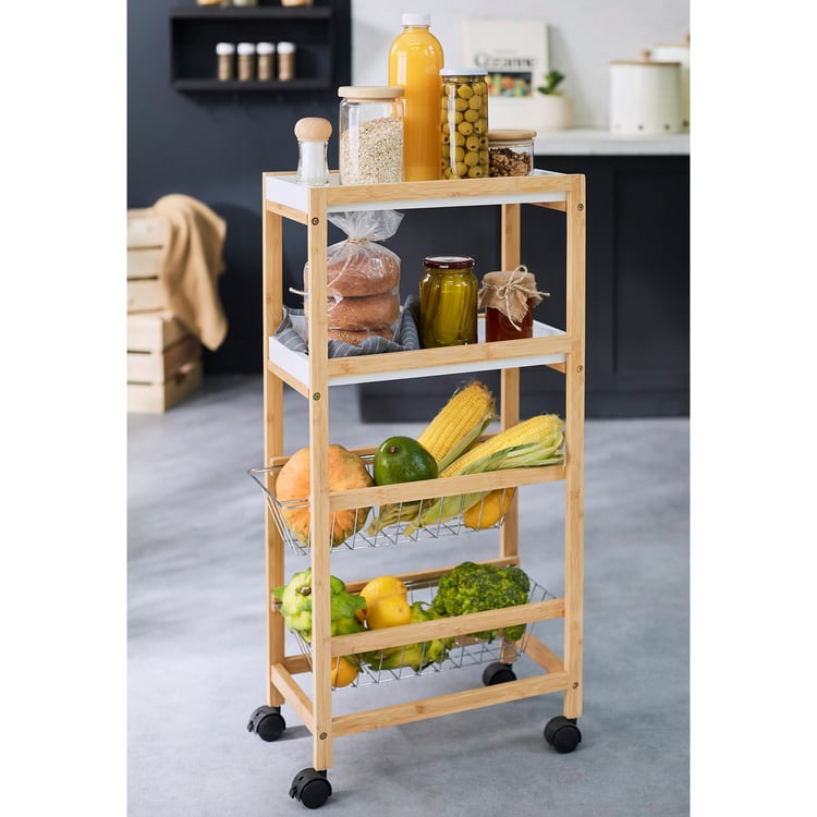 Tranzit Wooden 4-Tier Kitchen Trolley