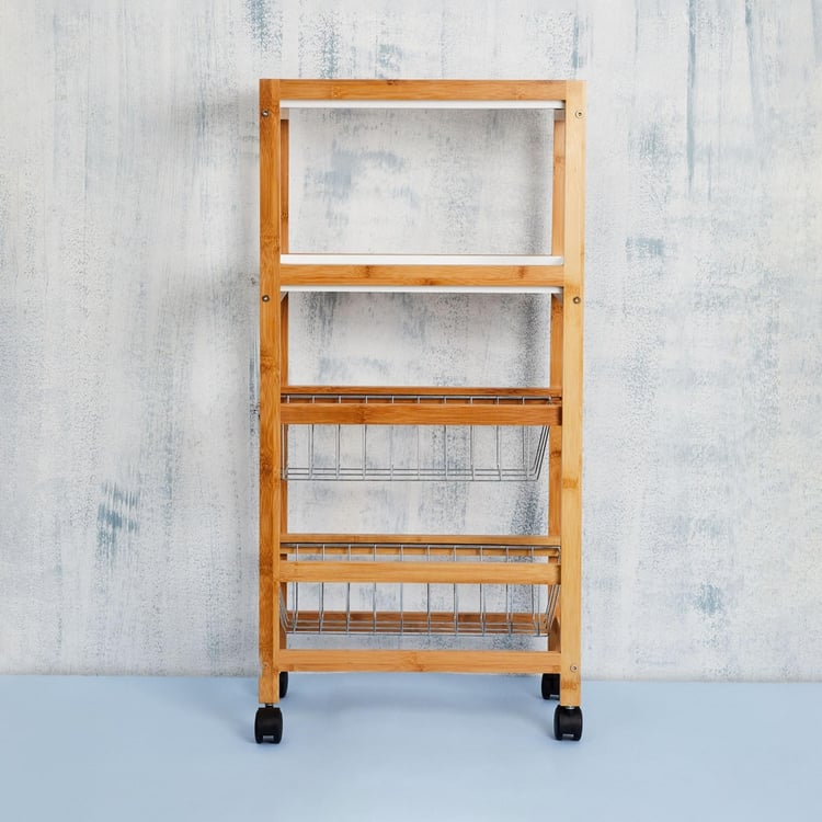 Tranzit Wooden 4-Tier Kitchen Trolley