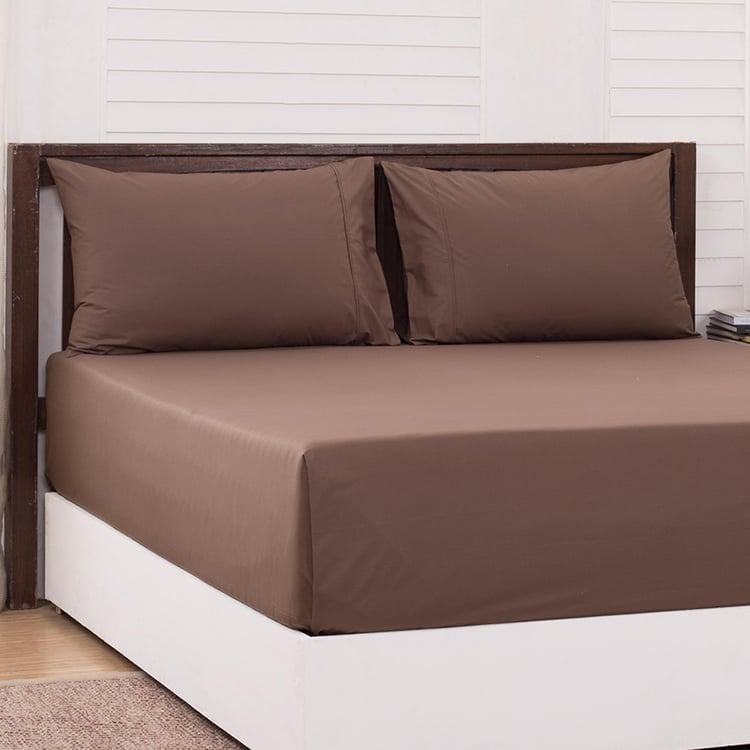 MASPAR Slumber Solid 3-Piece Double Bedsheet Set - 228 x 275 cm