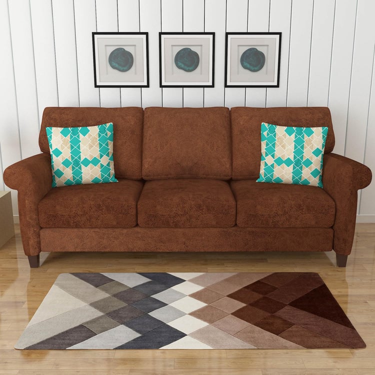 Portclair Vegan Faux Leather 3-Seater Sofa - Brown