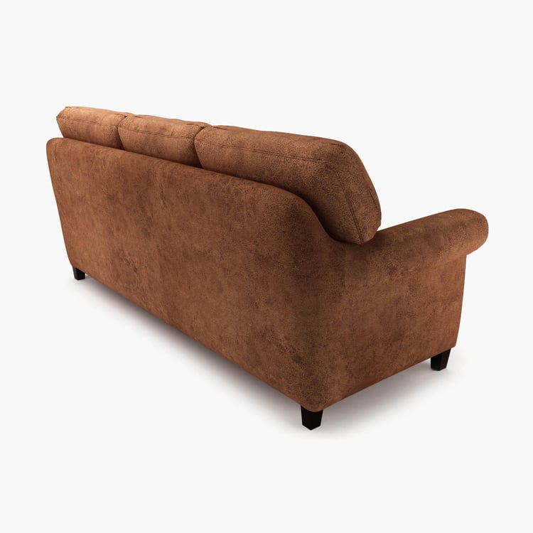 Portclair Vegan Faux Leather 3-Seater Sofa - Brown