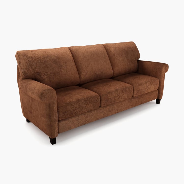 Portclair Vegan Faux Leather 3-Seater Sofa - Brown