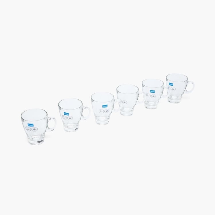 OCEAN Shalimar-Utsav Leaf Set of 6 Glass Coffee Mug - 355ml