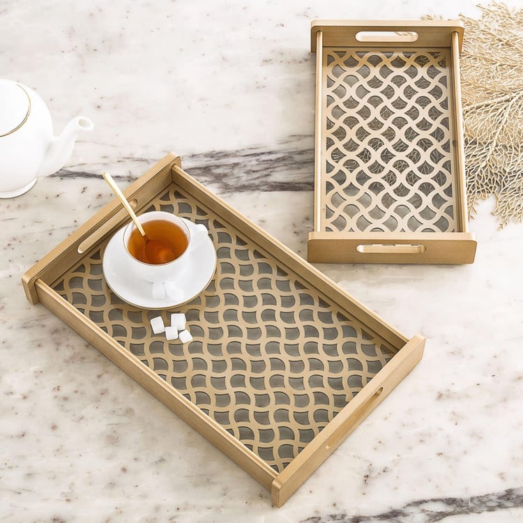 Moksha Laser Cut Tray with Wooden Handle