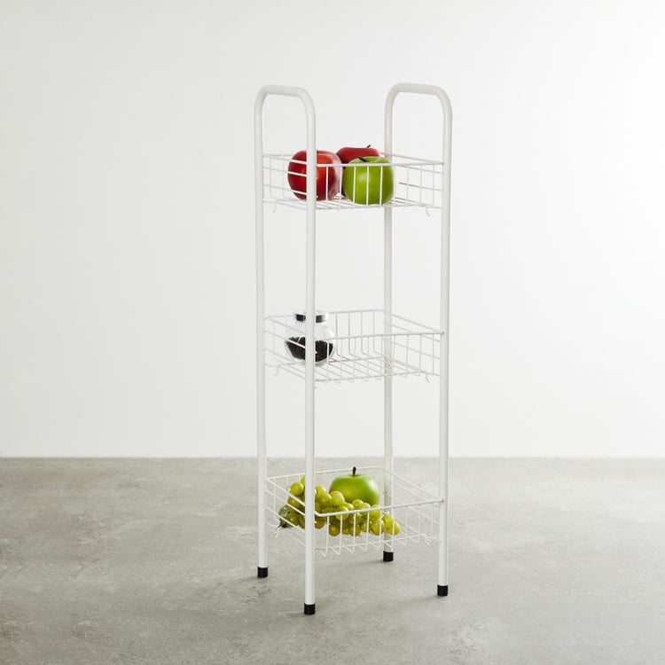 Trenton Solid Three Tier Kitchen Basket - Metal - Kitchen Basket 23 cm x 20 cm x 76 cm -Beige