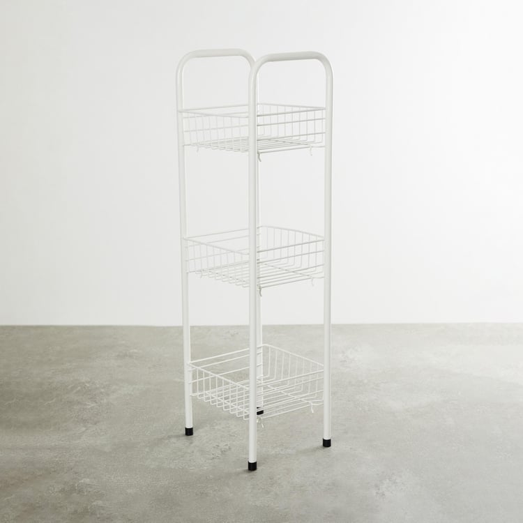 Trenton Solid Three Tier Kitchen Basket - Metal - Kitchen Basket 23 cm x 20 cm x 76 cm -Beige