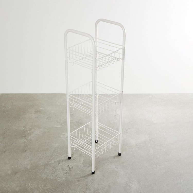 Trenton Solid Three Tier Kitchen Basket - Metal - Kitchen Basket 23 cm x 20 cm x 76 cm -Beige