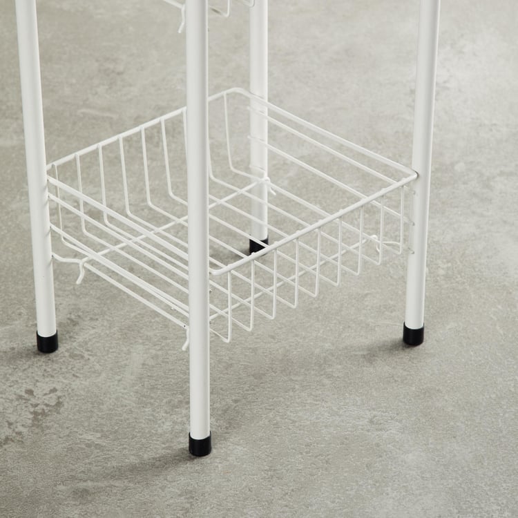 Trenton Solid Three Tier Kitchen Basket - Metal - Kitchen Basket 23 cm x 20 cm x 76 cm -Beige