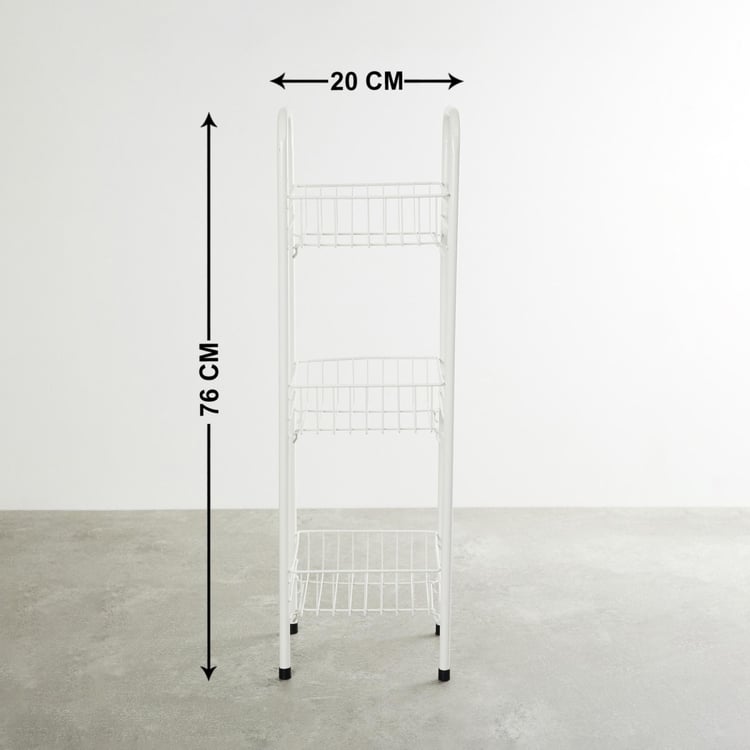 Trenton Solid Three Tier Kitchen Basket - Metal - Kitchen Basket 23 cm x 20 cm x 76 cm -Beige