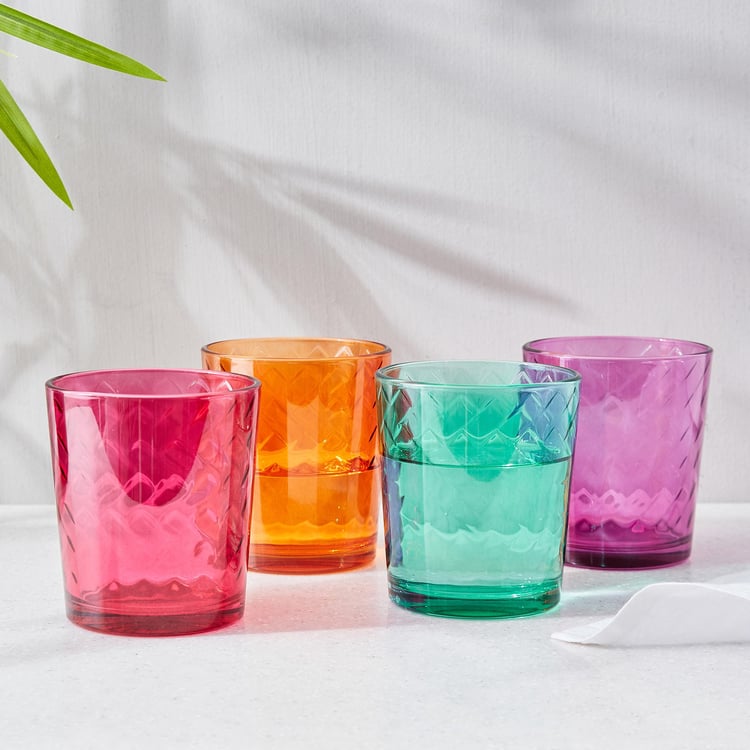 Carley Chevron Set of 4 Whiskey Glasses - 370ml