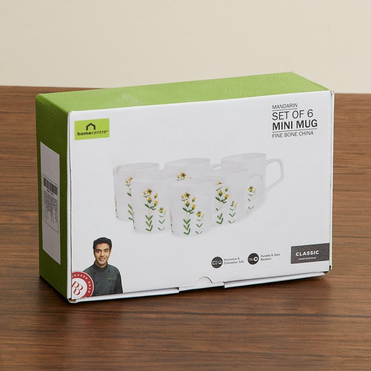 Mandarin-Lara Printed Mini Coffee Mugs - Set of 6 Pcs.