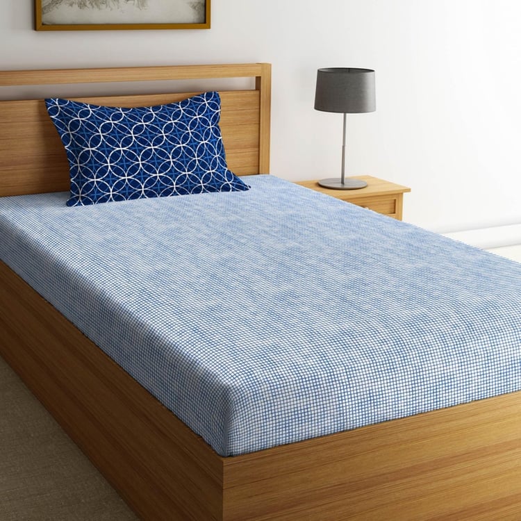 PORTICO Hashtag Printed Single Bedsheet with Pillow Cover - Set Of 2 Pcs.