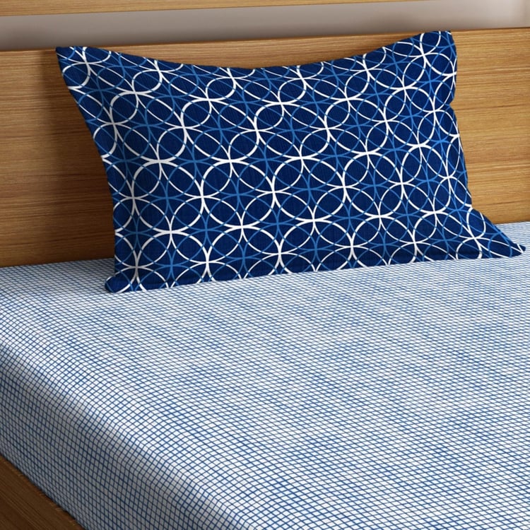 PORTICO Hashtag Printed Single Bedsheet with Pillow Cover - Set Of 2 Pcs.