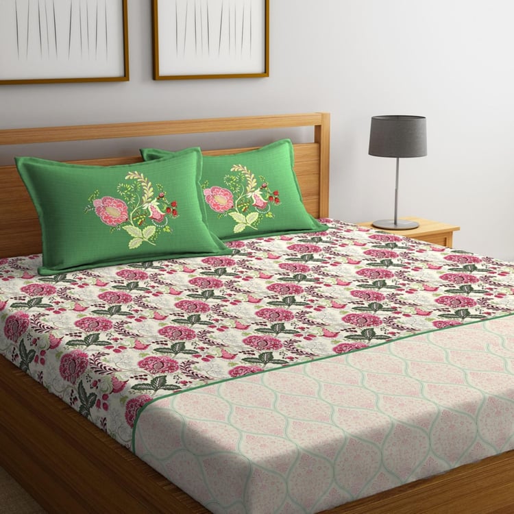 Cadence Printed King-Size Linen Double Bedsheets - 2 Pcs - 46 x 69 Cms