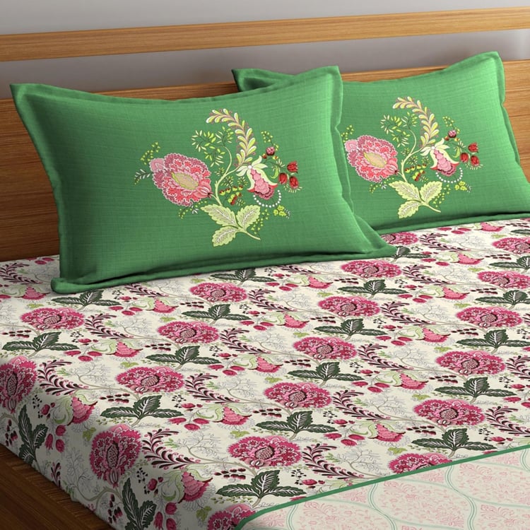 Cadence Printed King-Size Linen Double Bedsheets - 2 Pcs - 46 x 69 Cms