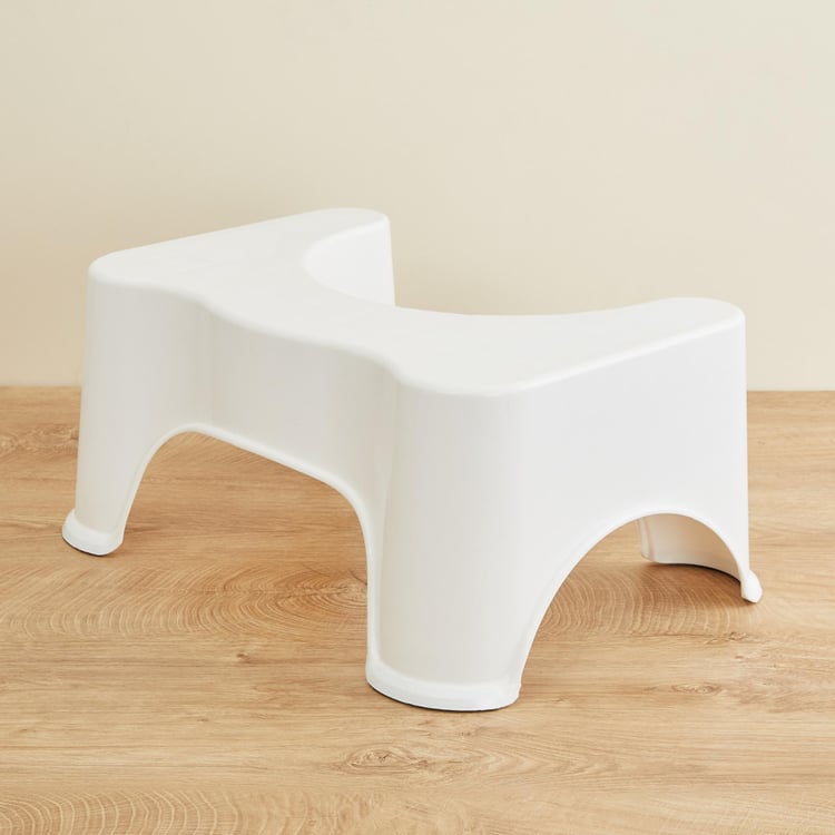 Saffiano Cygnus Solid Plastic  Stool  : 47.5 cm x 33.3 cm x 20.7 cm  White