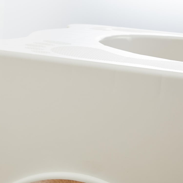 Saffiano Cygnus Solid Plastic  Stool  : 47.5 cm x 33.3 cm x 20.7 cm  White