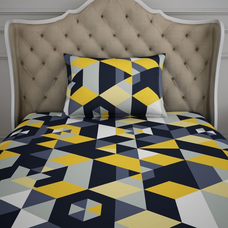 SPACES Geometric Print Double Bedsheets - Set of 2 Pcs.