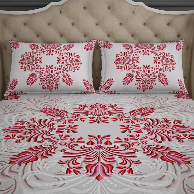 SPACES Printed Cotton Double Bedsheet with Pillow Covers - Set of 3 Pcs.