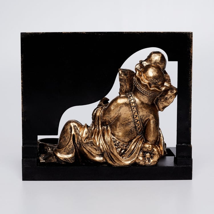 Rennaisance - Gold Polyresin Frame Ganesha Figurine With Candle Holders