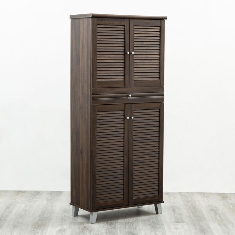 Lewis 24 Pairs Shoe Cabinet with Drawer - Brown