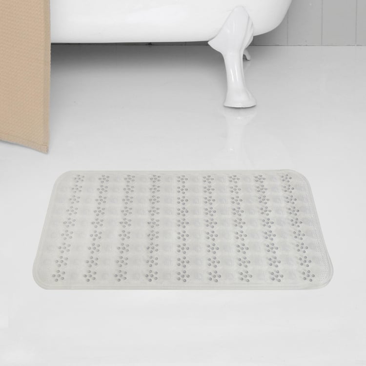 Titania Dots Solid PVC Shower Mat : 68 cmL x 38 cmW Grey