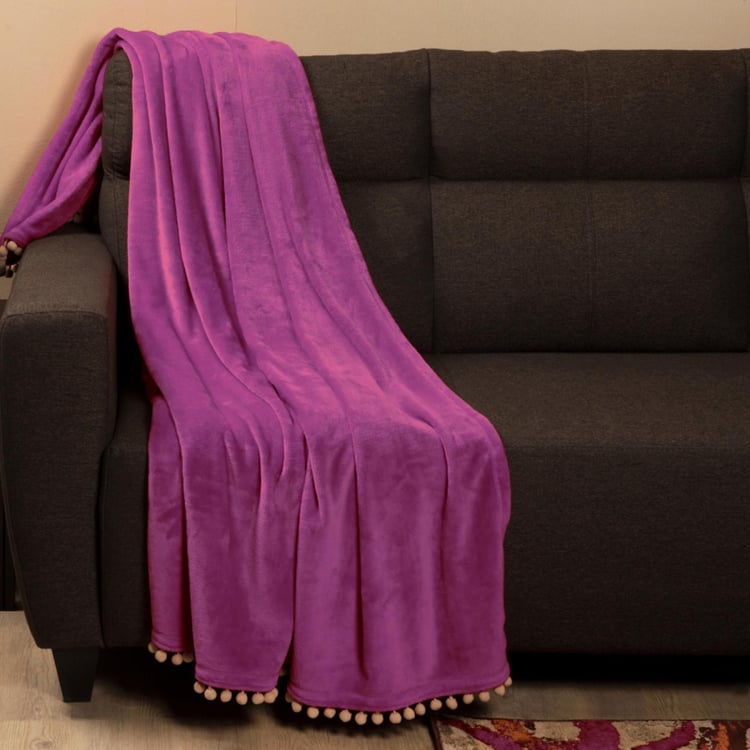 Buy Matrix Pompom Solid Throw- 180X150 cms from Home Centre at just INR ...