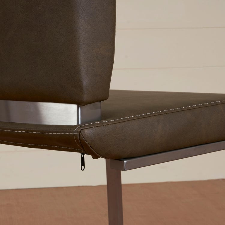 Napster Ergonomic Set of 2 Faux Leather Dining Chairs - Brown