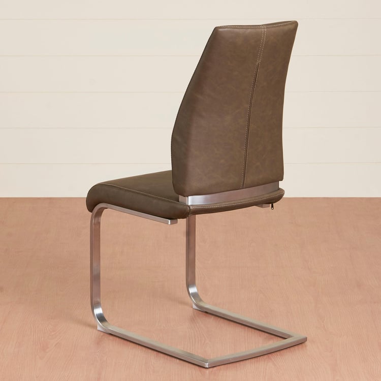 Napster Ergonomic Set of 2 Faux Leather Dining Chairs - Brown