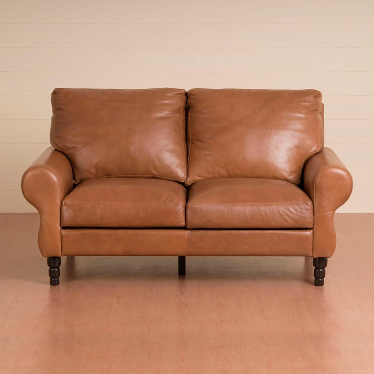 Fancy Leather 2-Seater Sofa - Brown