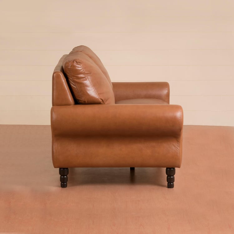Fancy Leather 2-Seater Sofa - Brown