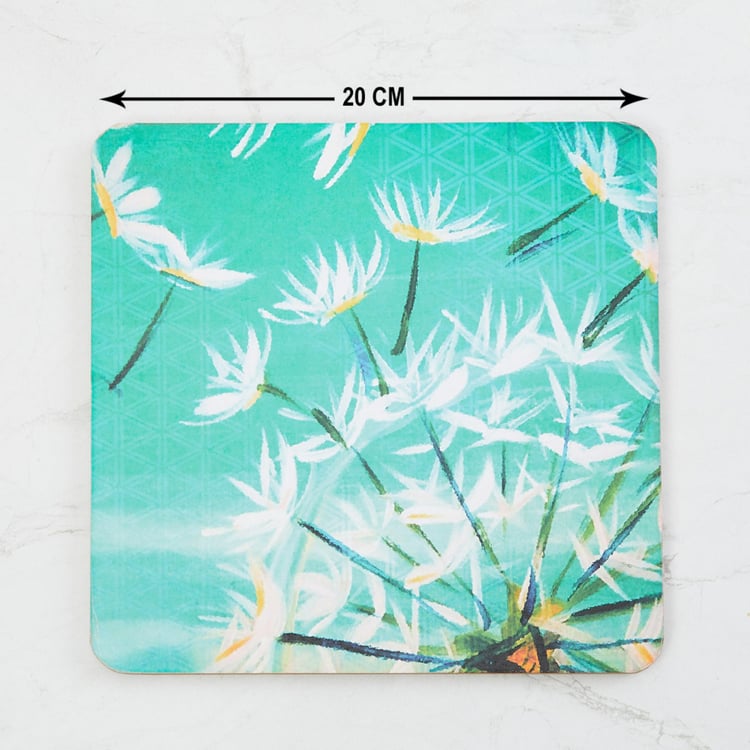 Mandarin Printed Square-Shaped Wooden Trivet - 20x20 cms.