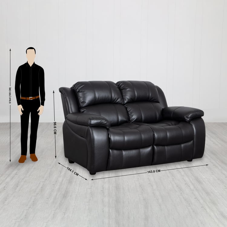 Electra Faux Leather 2-Seater Sofa - Black