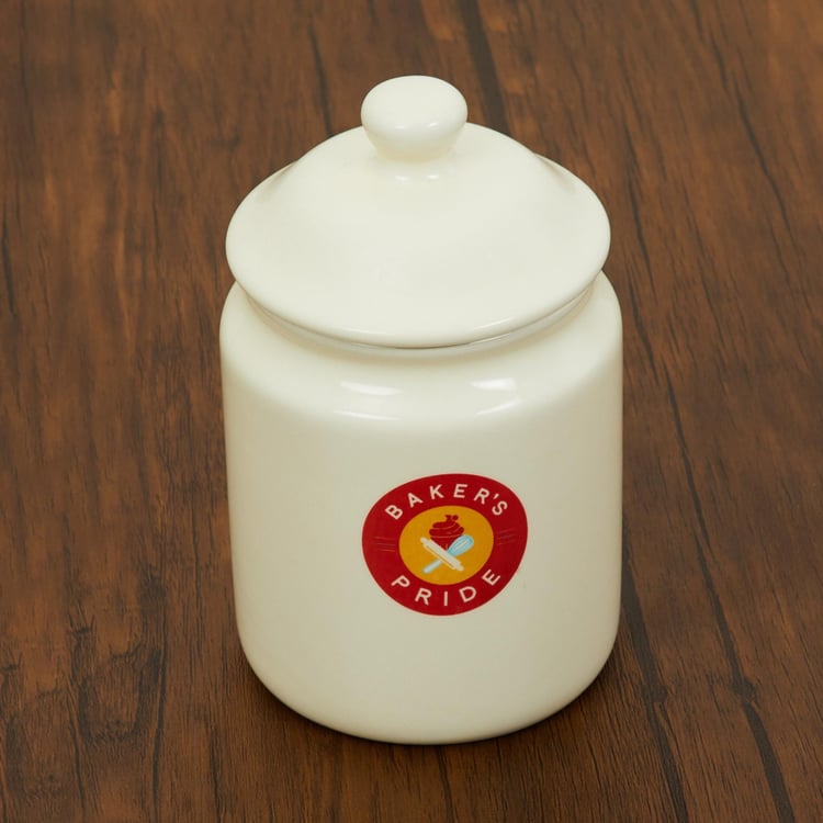 Bakers Pride Printed Round Dolomite Canister With Lid
